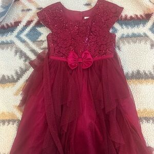 Jona Michelle Burgundy Lace Formal Dress